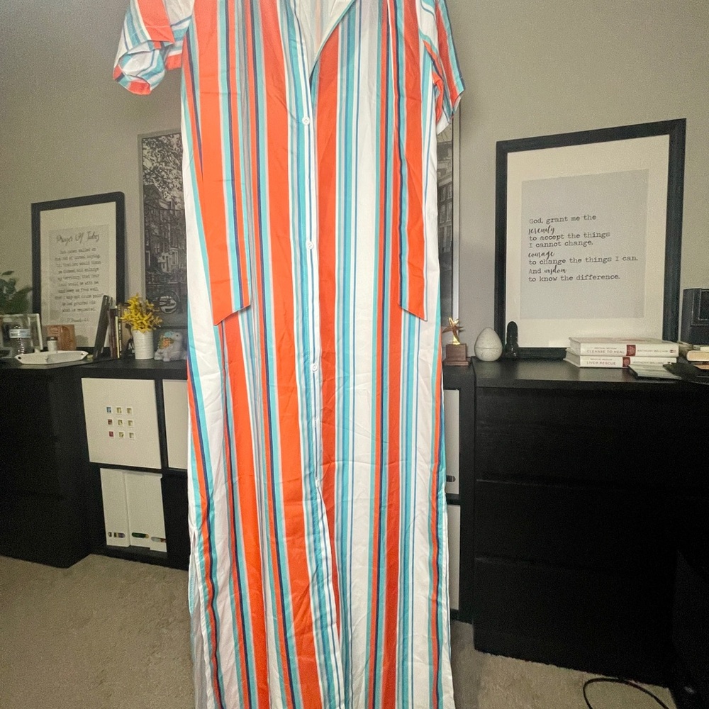 Women’s Summer Casual Open Front Cardigan Short Sleeve V-Neck Belted Shirt Dress